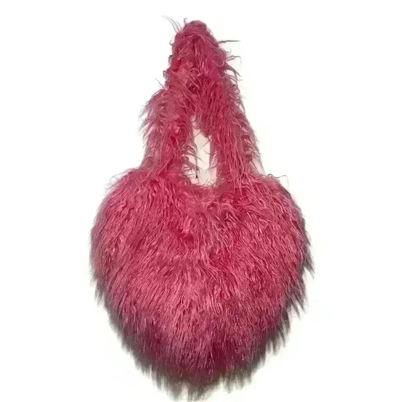 Milk Jelli Pink Heart Faux Fur Purse - Picture 5 of 5